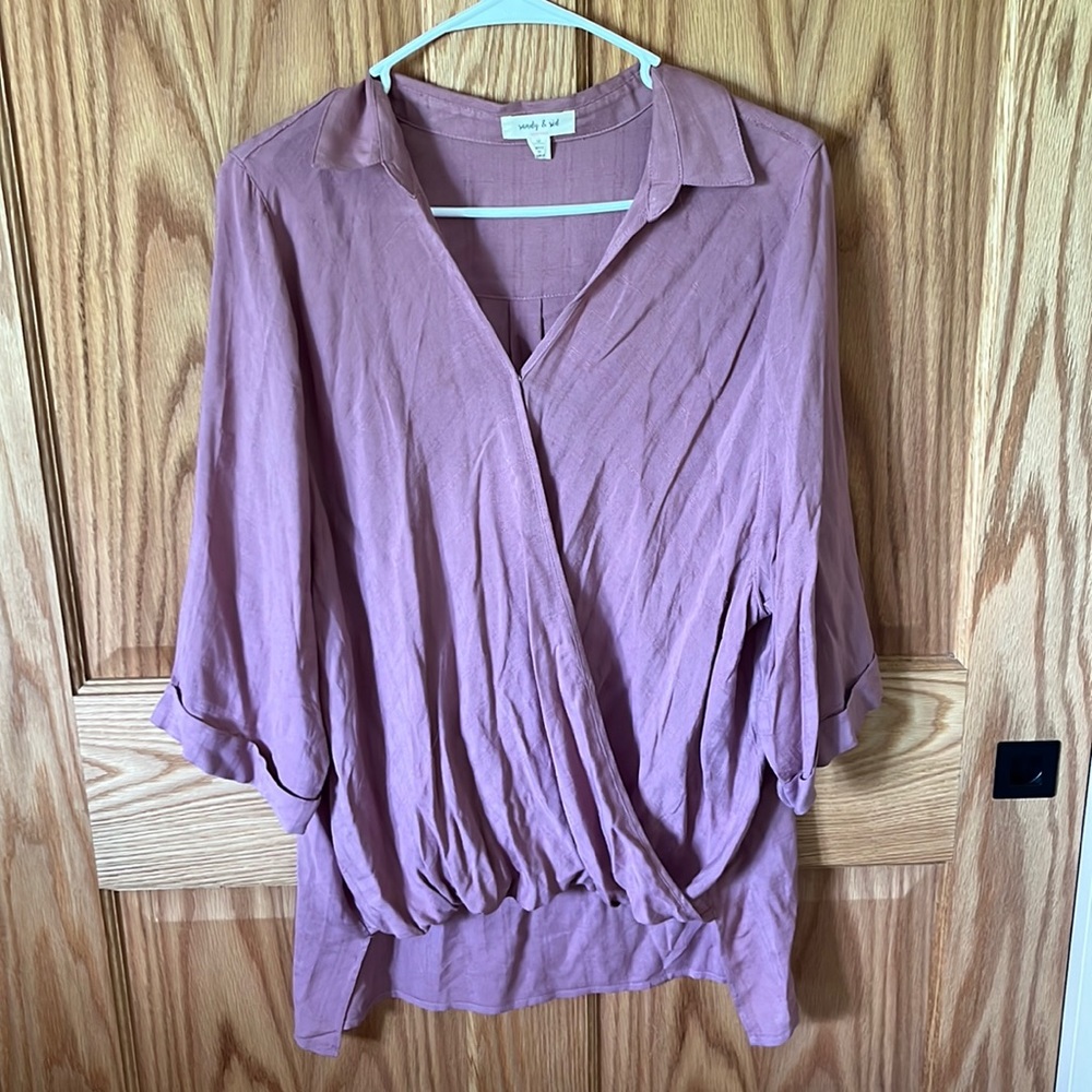 Sandy & Sid Purple 3/4 Sleeve Blouse